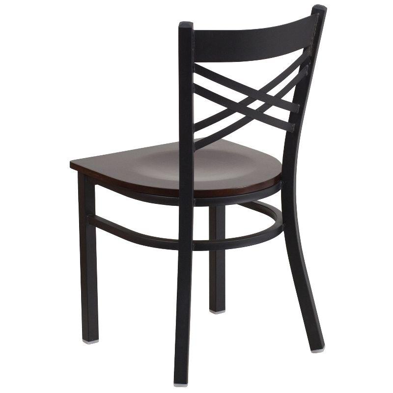 Elevate 32'' Black Steel and Walnut Wood Cross Back Side Chair