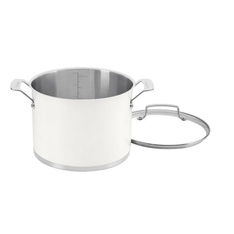 Cuisinart Matte 6qt Stainless Steel Stockpot with Cover MW8966-22 - White: Tri Ply, Dishwasher & Oven Safe, Glass Lid