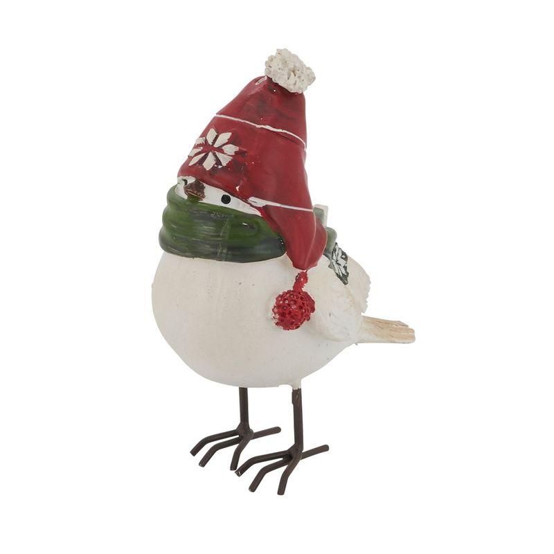 Festive Multicolor Resin Bird Figurine with Beanie