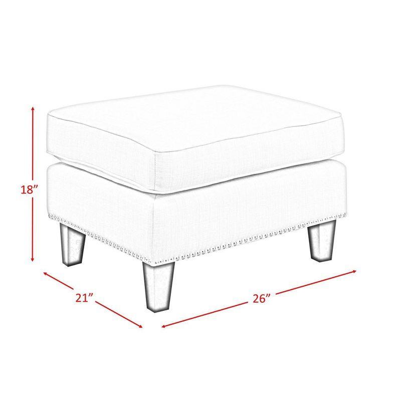 Emery Ottoman Berry - Picket House Furnishings: Contemporary Nailhead Trim, Square Upholstered Footstool