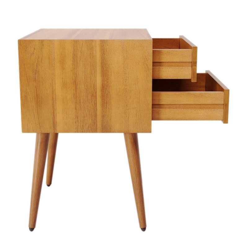 Christopher Knight Home Caesar Mid-Century Modern Acacia Wood Nightstand with 2 Drawers, Natural