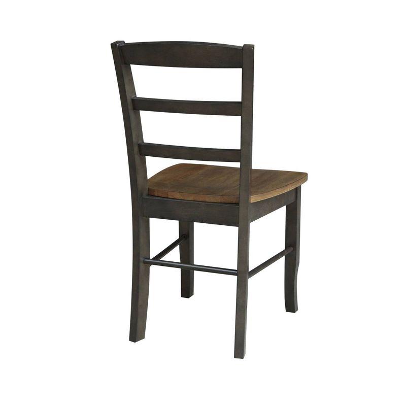 Set of 2 Hickory Washed Coal High Ladderback Side Chairs