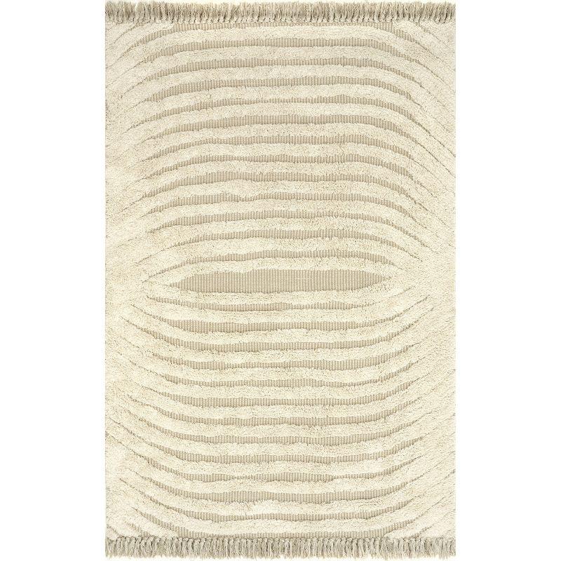 Arvin Olano x Rugs USA Riley Textured Shag Ivory Area Rug