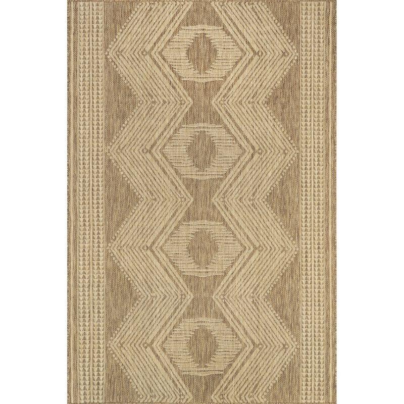 nuLOOM 10' x 12' Outdoor Geometric Area Rug, Stain Resistant, Weather Resistant, High Traffic, Patio, Balcony, Outside, Ranya Light Brown