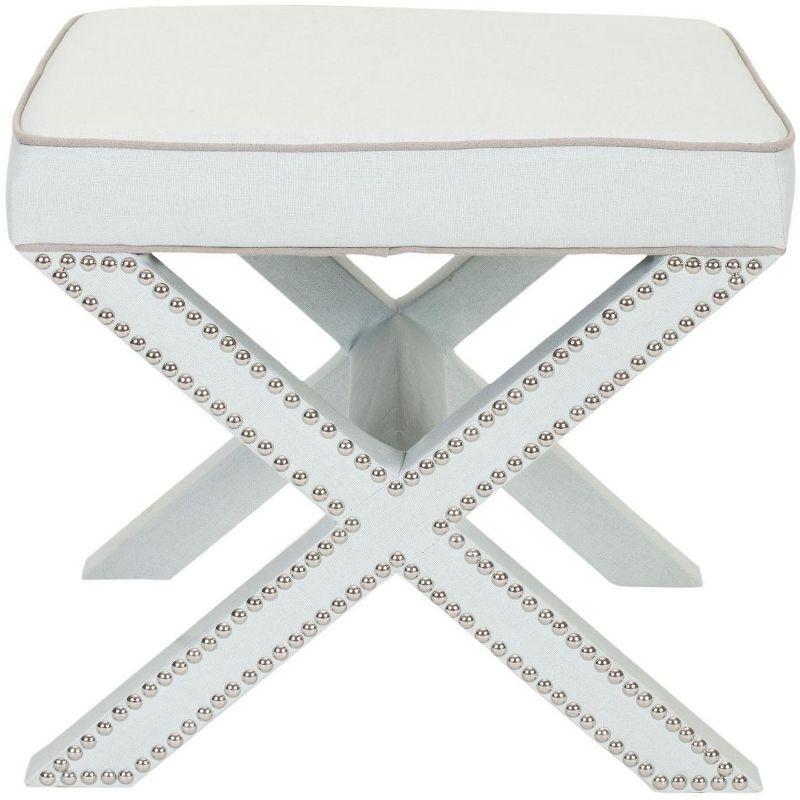 Palmer Ottoman With Silver Nailhead - MCR4589 - Robins Egg Blue - Safavieh