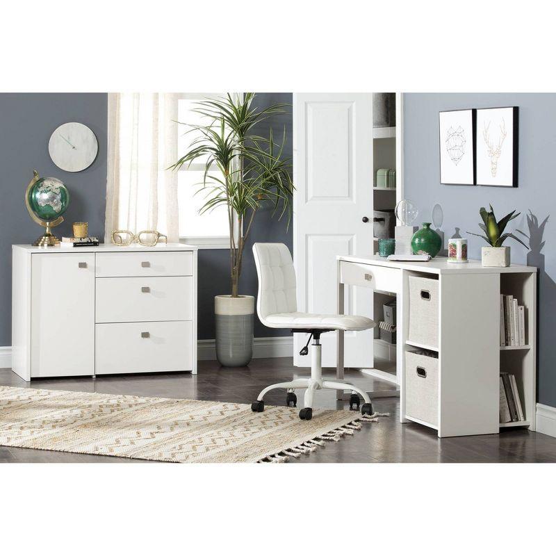 White 3-Drawer Contemporary Storage Cabinet with File Drawer