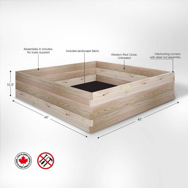 CedarCraft Ground Cedar Planter Square Outdoor Garden Bed Natural 45"x45"x10.5"