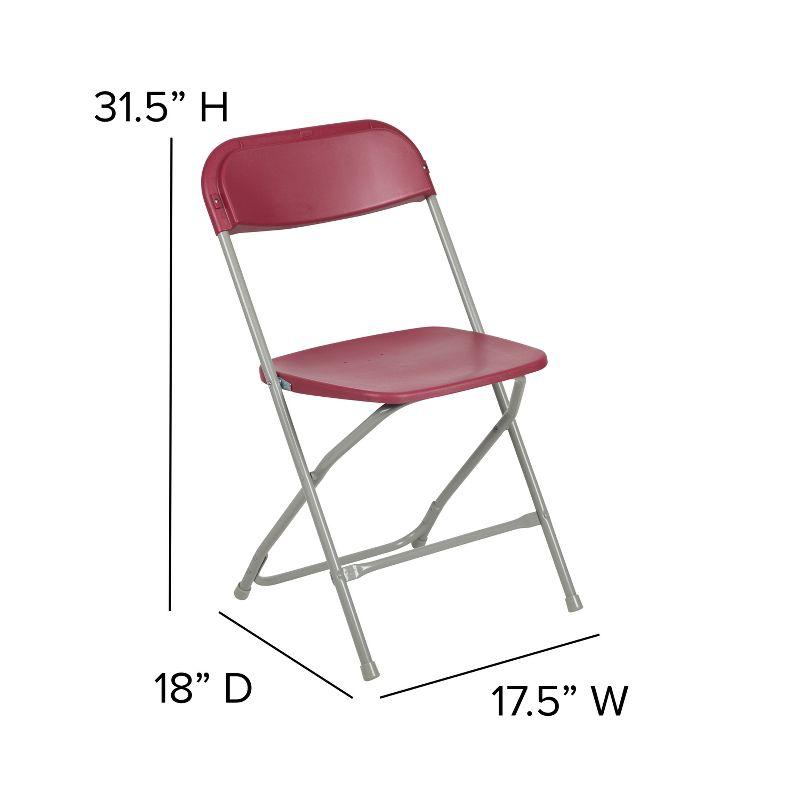 Emma and Oliver Folding Chair - Red Plastic - 4 Pack 650LB Weight Capacity - Event Chair