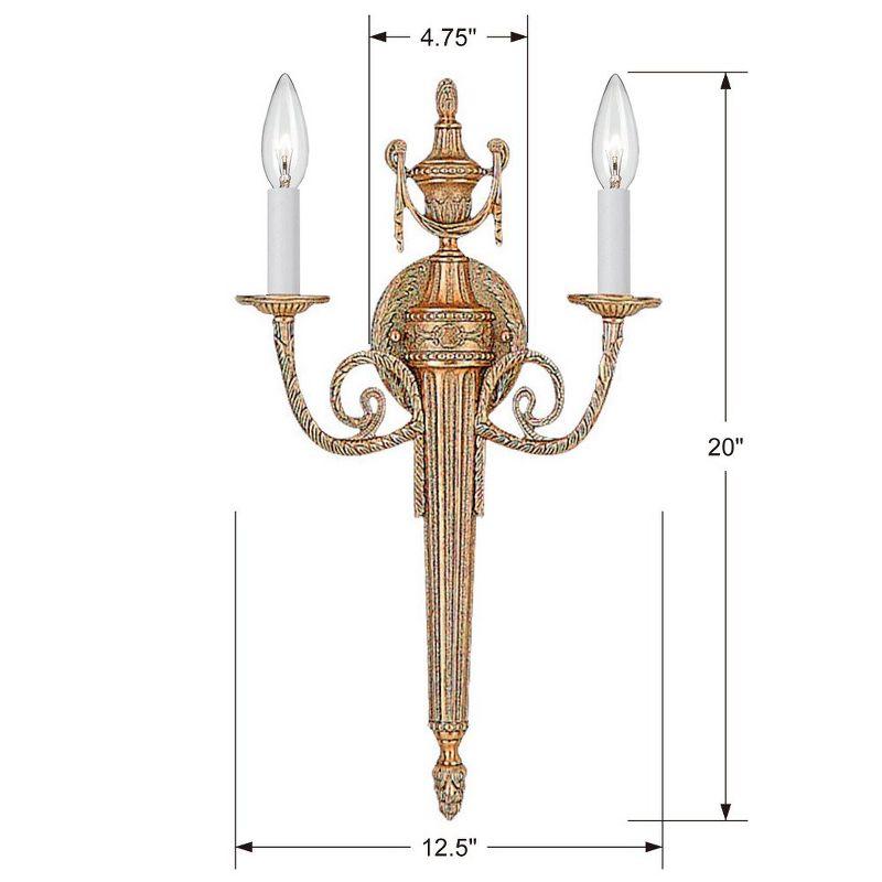 Crystorama Lighting Cast Brass Wall Mount 2 - Light Sconce in  Matte Brass