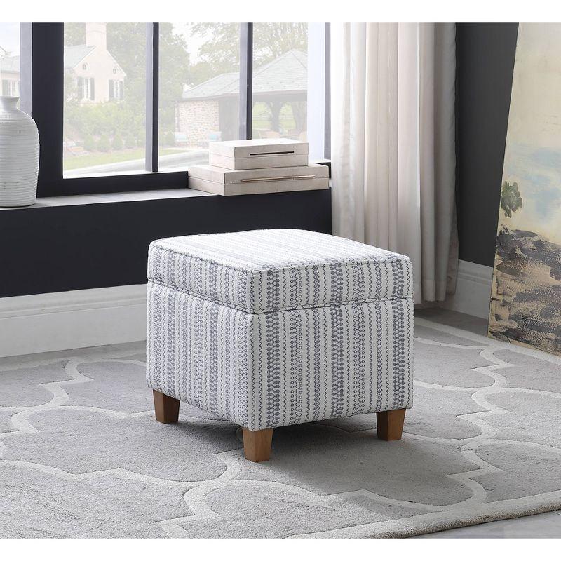 Cole Classics Square Storage Ottoman with Lift Off Top Blue Striped - HomePop: Farmhouse Accent, Wood Legs