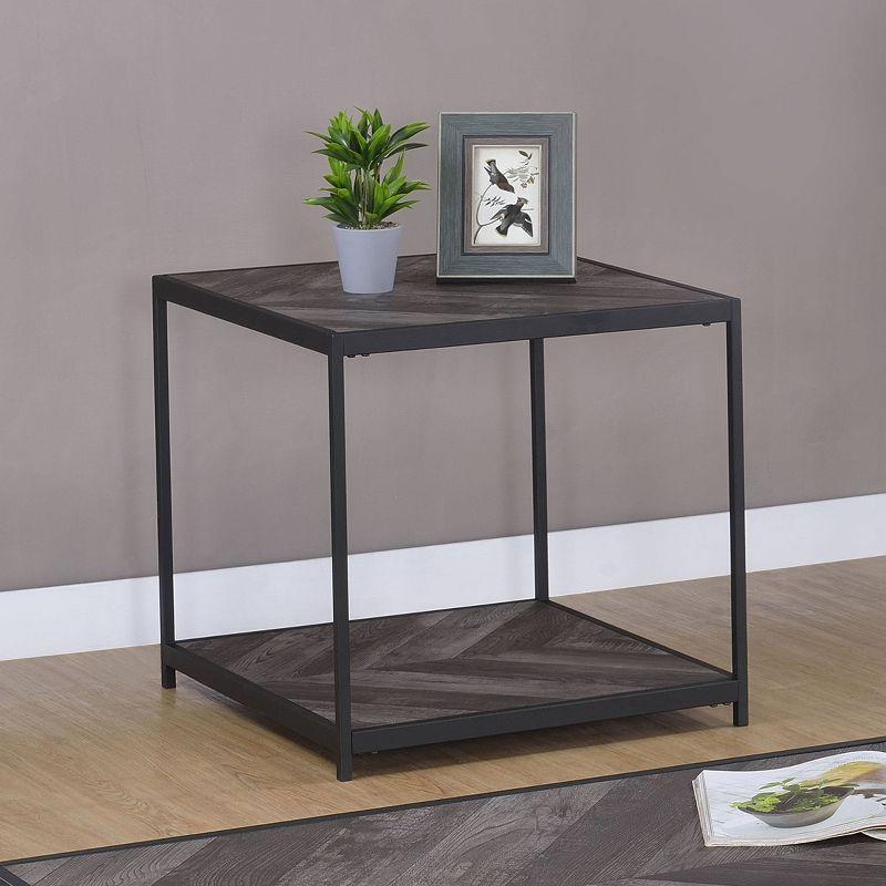 Beckley Wood End Table Gray Herringbone/Black - Coaster