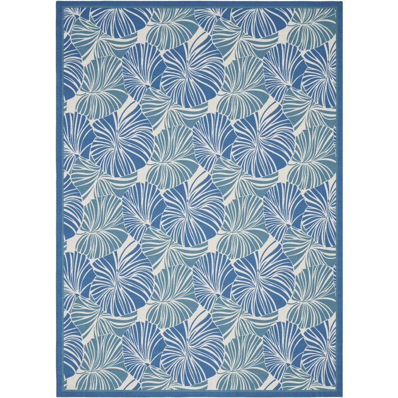 Floral Blue Outdoor Area Rug