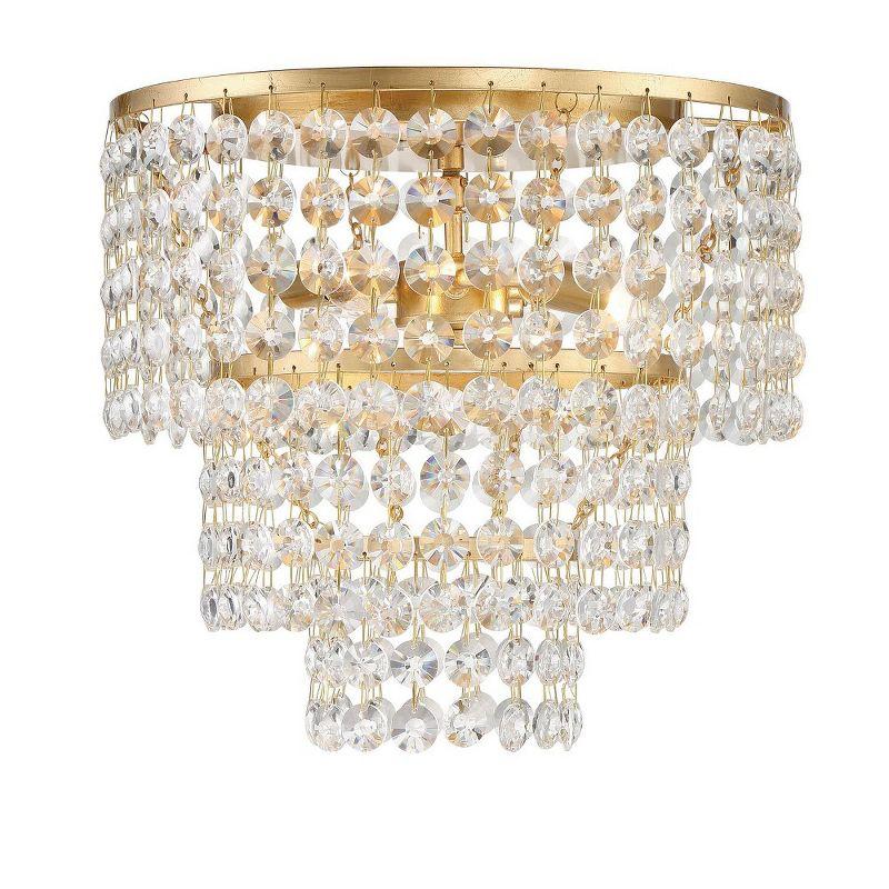 Antique Gold Crystal 3-Light Flush Mount Chandelier