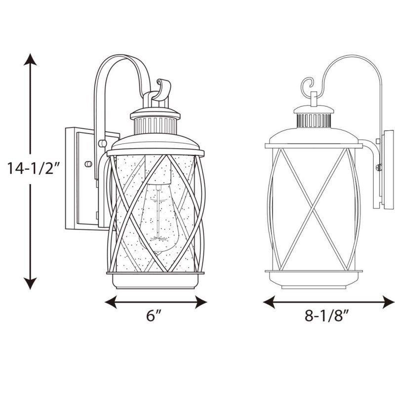 Progress Lighting Hollingsworth 1-Light Outdoor Black Wall Lantern with Clear Seeded Glass Shade