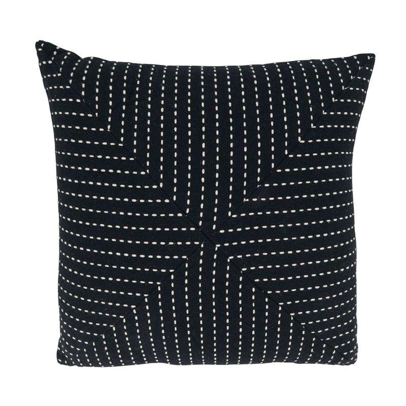 Black Cotton Patchwork Stitch Euro Pillow Cover