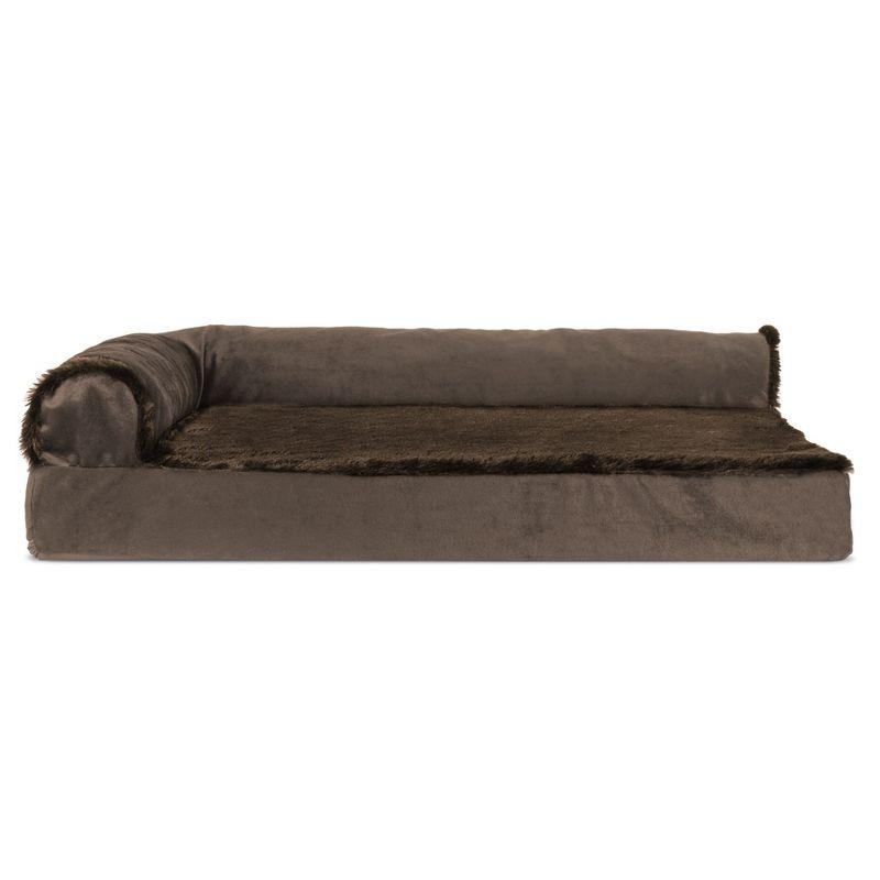 FurHaven Plush & Velvet Deluxe L-Chaise Orthopedic Pet Bed