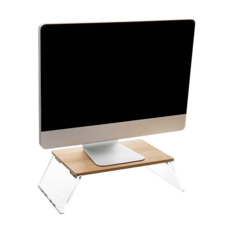 Brown Bamboo and Acrylic Non-Slip Monitor Stand