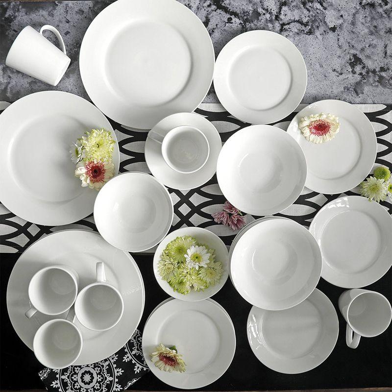 Noble Court White Ceramic 30-Piece Dinnerware Set