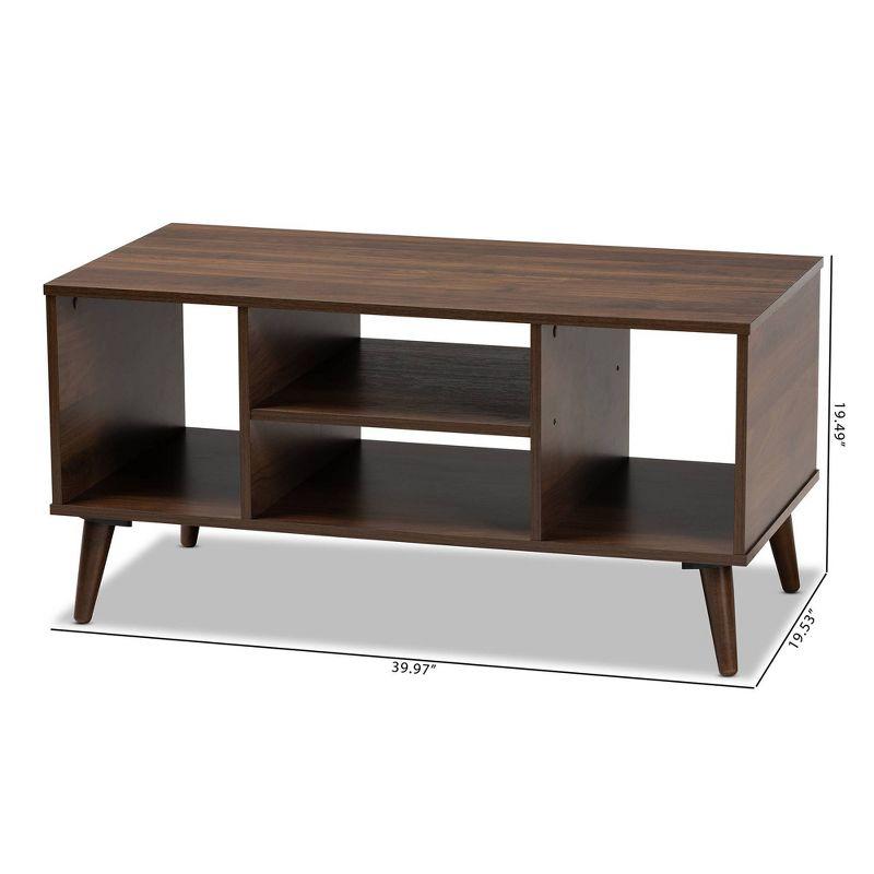 Linas Wood Coffee Table Walnut - Baxton Studio: Mid-Century Modern Design, Rubberwood Frame, Rectangular Shape