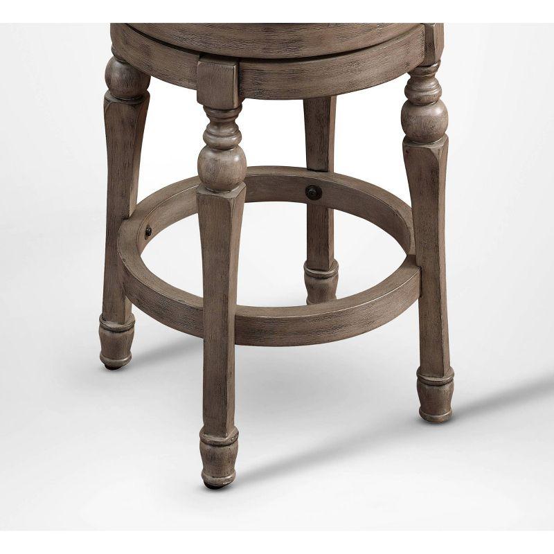 Comfort Pointe Maxwell Counter Height Barstool Charcoal: Linen Look, 360° Swivel, Turned Legs, Floor Glides