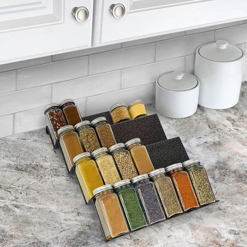 LYNK PROFESSIONAL® Spice Drawer Organizer - Heavy Gauge Steel 4 Tier Spice Rack - Silver Metallic