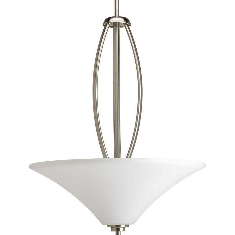 Progress Lighting Joy Collection 3-Light Inverted Pendant, Brushed Nickel, Fluted Glass Shade