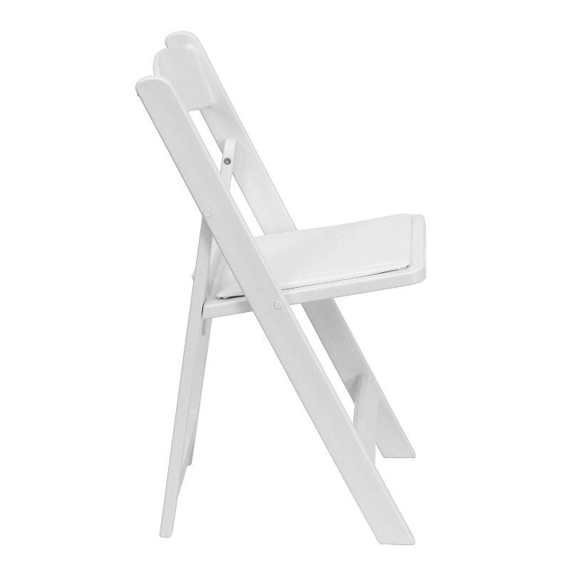 White Resin Folding Chair with Vinyl Padded Seat - 4 Pack