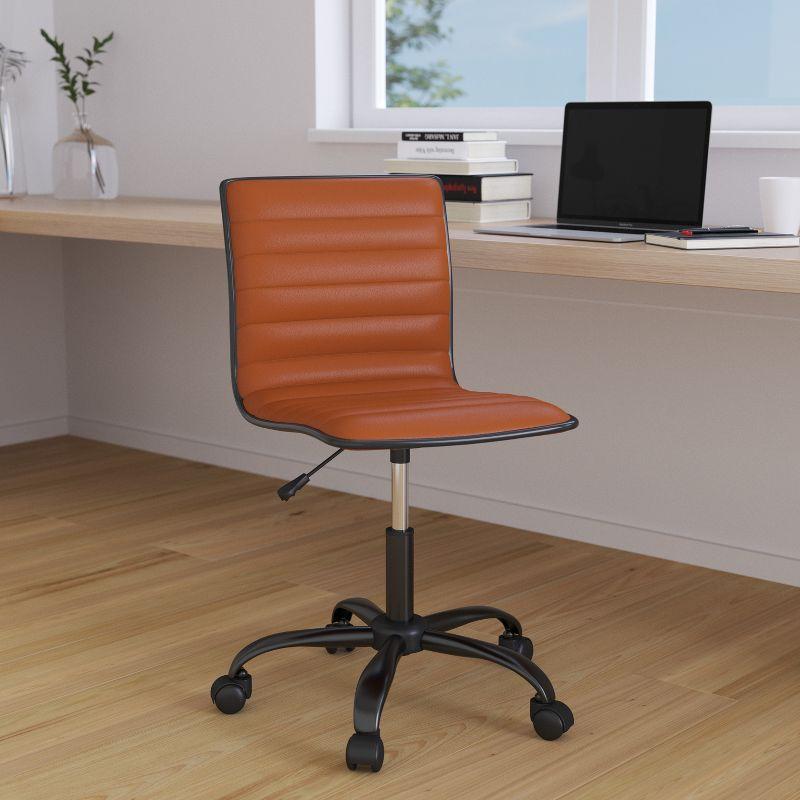 Merrick Lane Home Office Chair Ergonomic Executive Ribbed Low Back Armless Computer Desk Chair - Base, Frame & Border