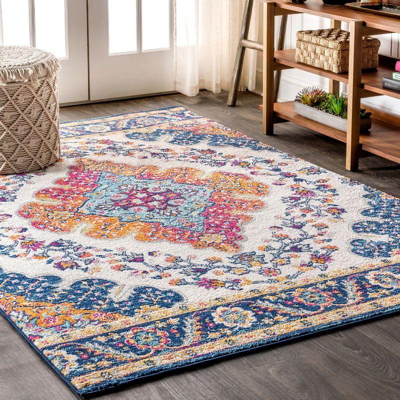 JONATHAN Y Bohemian FLAIR Boho Vintage Medallion Blue/Multi 5 ft. x 8 ft. Area Rug