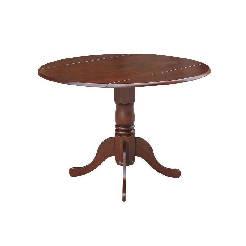 Cottage Charm Espresso 42" Round Wood Extendable Dining Table