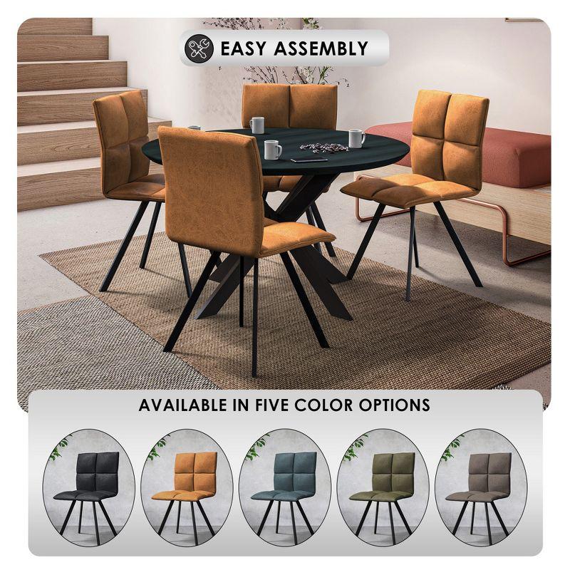 LeisureMod Wesley Modern Vegan Leather Dining Chair with Black Metal Legs - Durable and Easy to Clean, Perfect for Dining Rooms, Light Brown