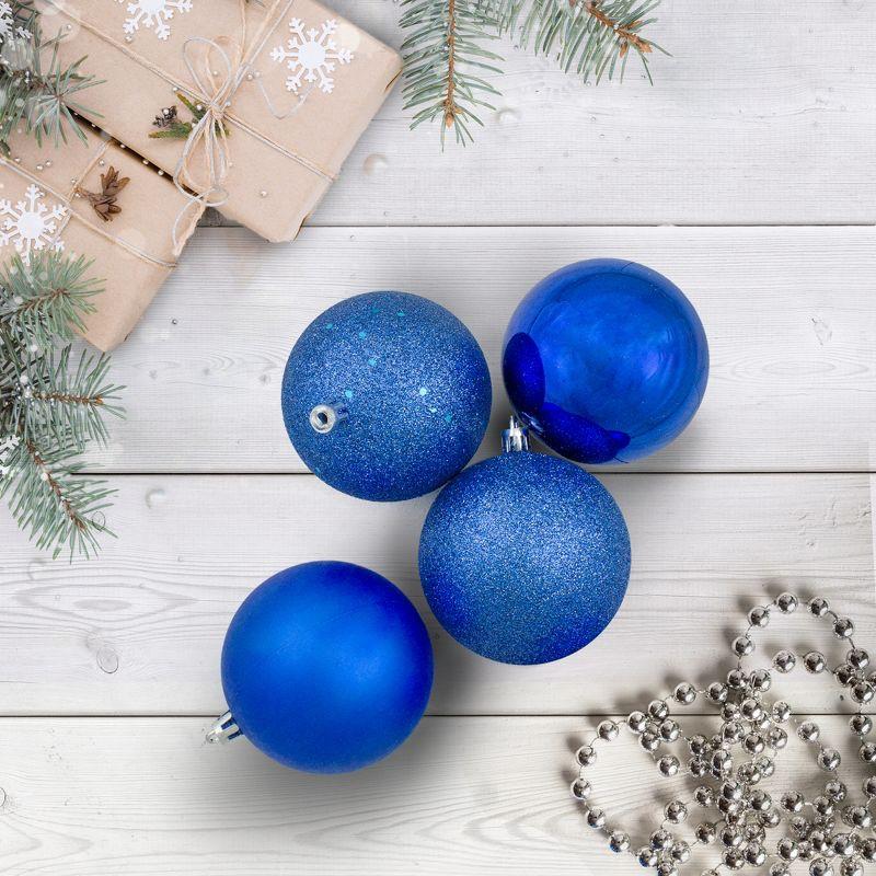 Northlight 32ct Shatterproof 4-Finish Christmas Ball Ornament Set 3.25" - Blue