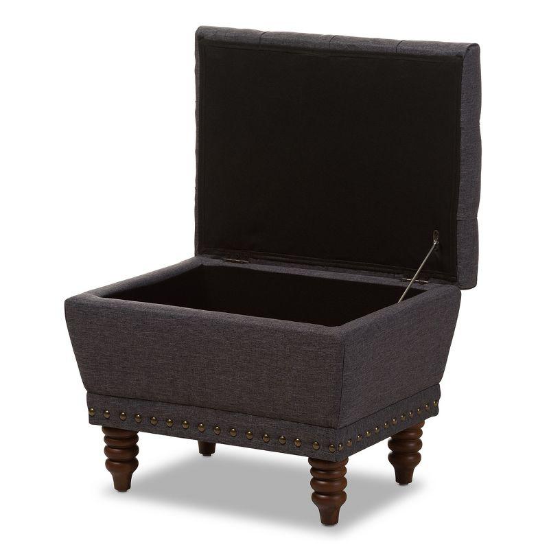 Annabelle Modern and Contemporary Wood Finish with Fabric Upholstered Button - Tufted Storage Ottoman - Baxton Studio