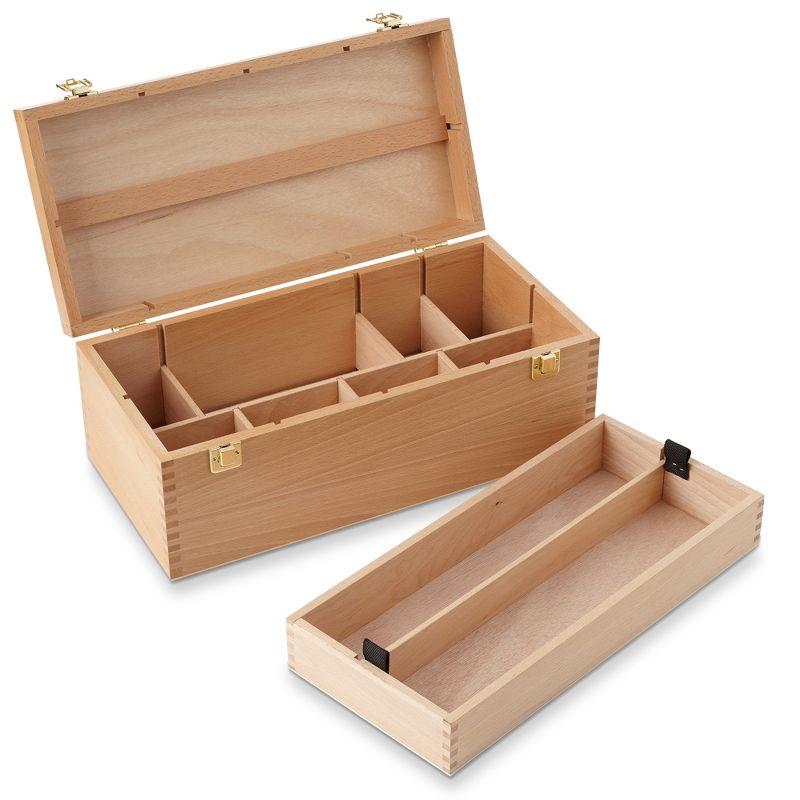 Large Beechwood Artist Tool Box with Drawer and Dividers