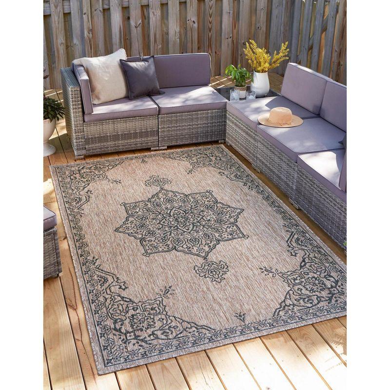 Beige Rectangular Stain-Resistant Outdoor Rug, 7' x 10'