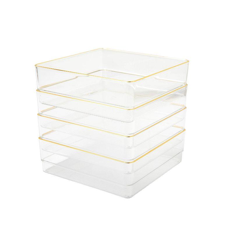 Thomas Martha Stewart Plastic Stackable Office Desk Drawer Organizers with Metallic Trim, 6" x 6"