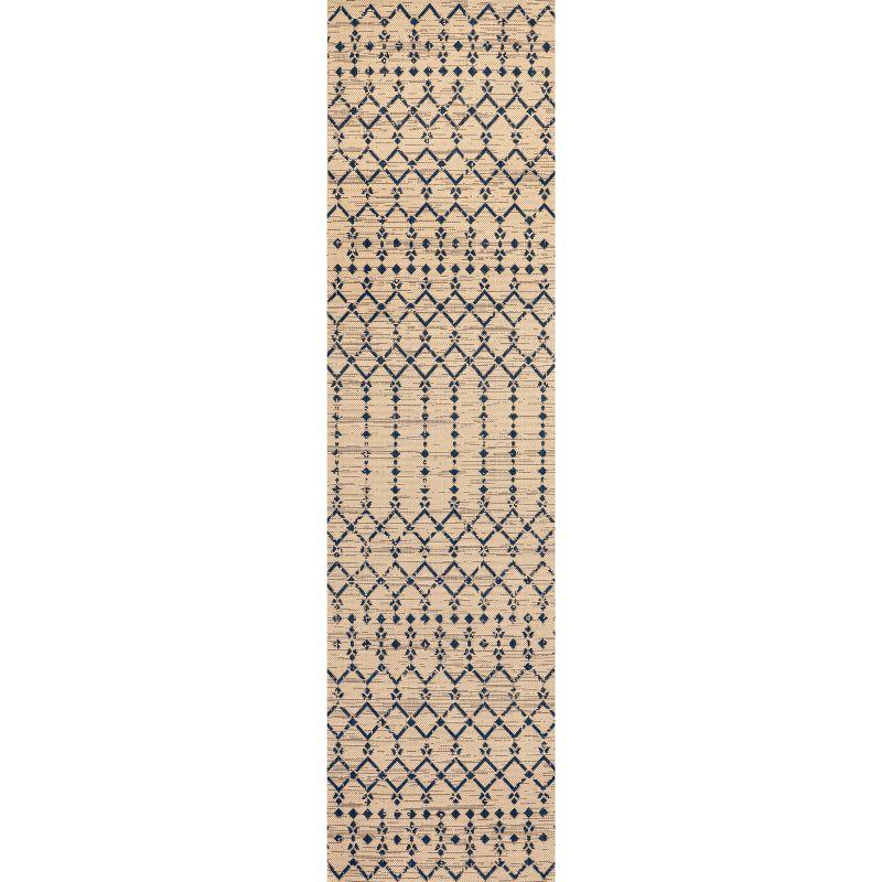 Ourika Moroccan Geometric Textured Weave Indoor/Outdoor Area Rug - JONATHAN Y