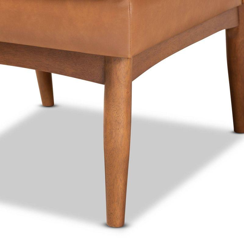 Riordan Wood Dining Chair Tan/Walnut Brown - Baxton Studio: Faux Leather Upholstery, Spot Clean, Armless Design