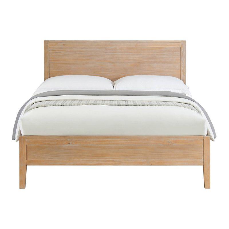 Arden 5-Piece Bedroom Set - Queen Bed, Two 2-Drawer Nightstands, 5-Drawer Chest, 6-Drawer Double Dresser, Solid Pine Wood, Light Driftwood Finish, Modern Rustic Style