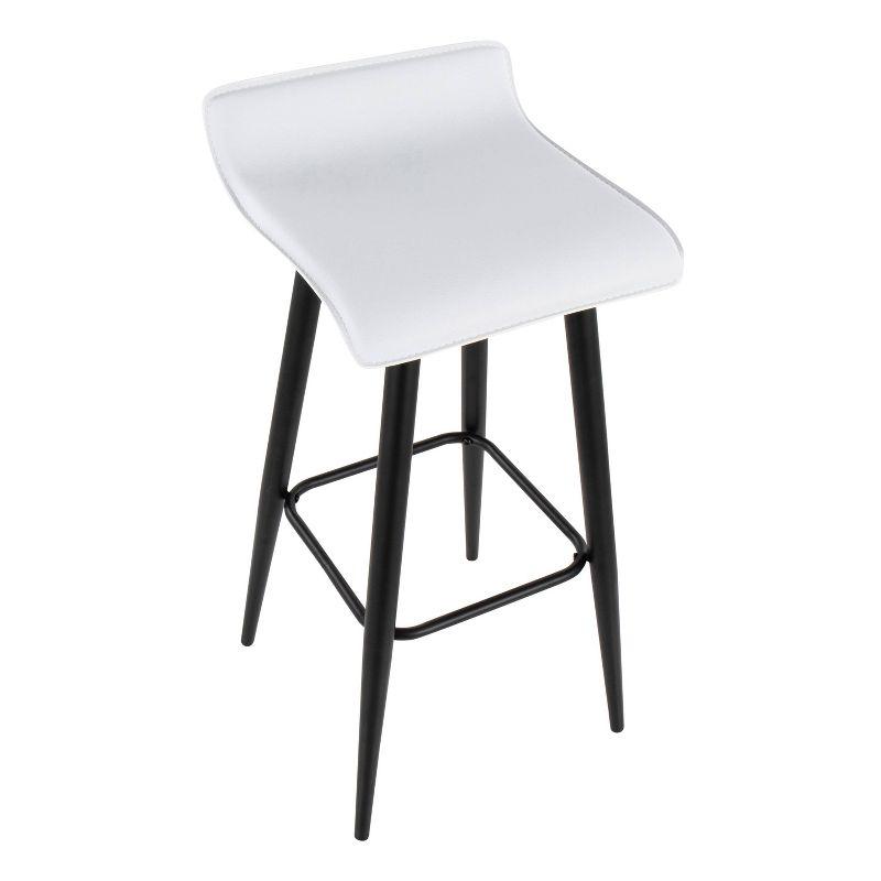 Set of 2 Ale Faux Leather/Steel Barstools Black/White - LumiSource: Upholstered Rectangle, Fixed Height, 250lbs Capacity