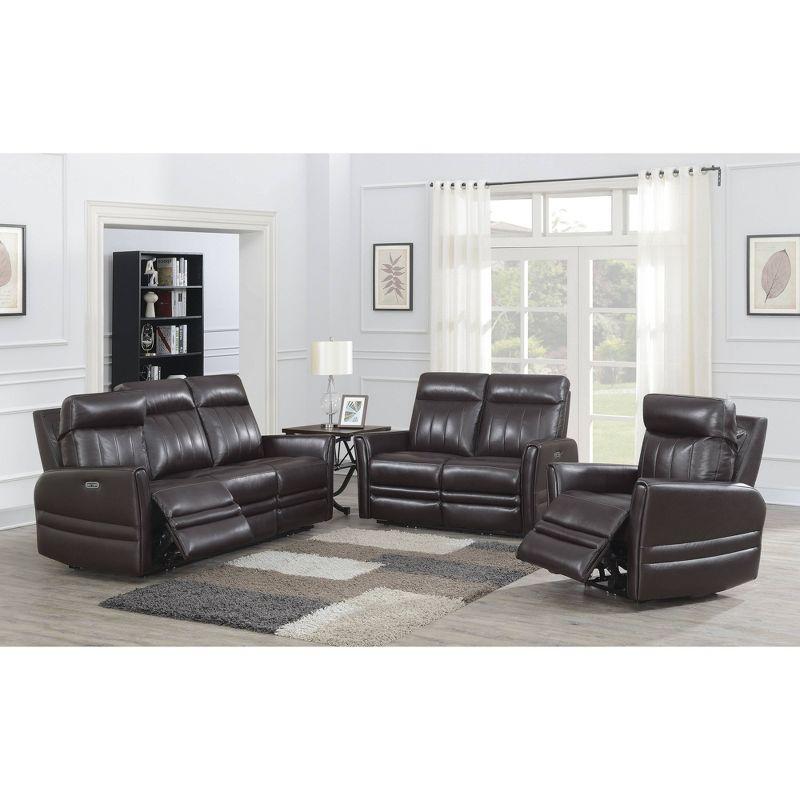 Steve Silver Co. Coachella Power Recliner Loveseat Brown: Upholstered Leather, Iron Frame, 2-Seater