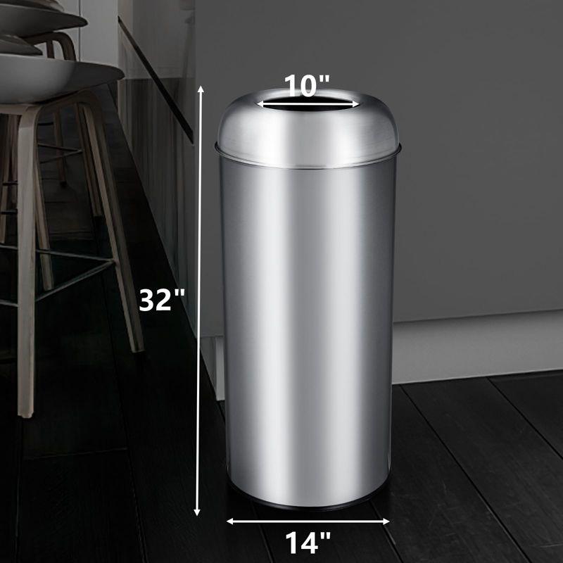 65 L / 17 Gal Open Top Trash Can Commercial Grade Heavy Duty Brushed Stainless Steel for Outdoor | Kitchen Waste Bins Home House Family