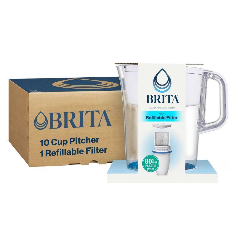 Brita 10-Cup White Water Pitcher with Refillable Filter