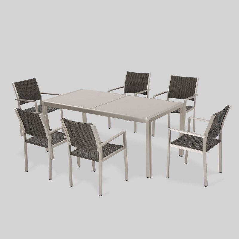 Cape Coral 7-Piece Aluminum & Wicker Outdoor Dining Set