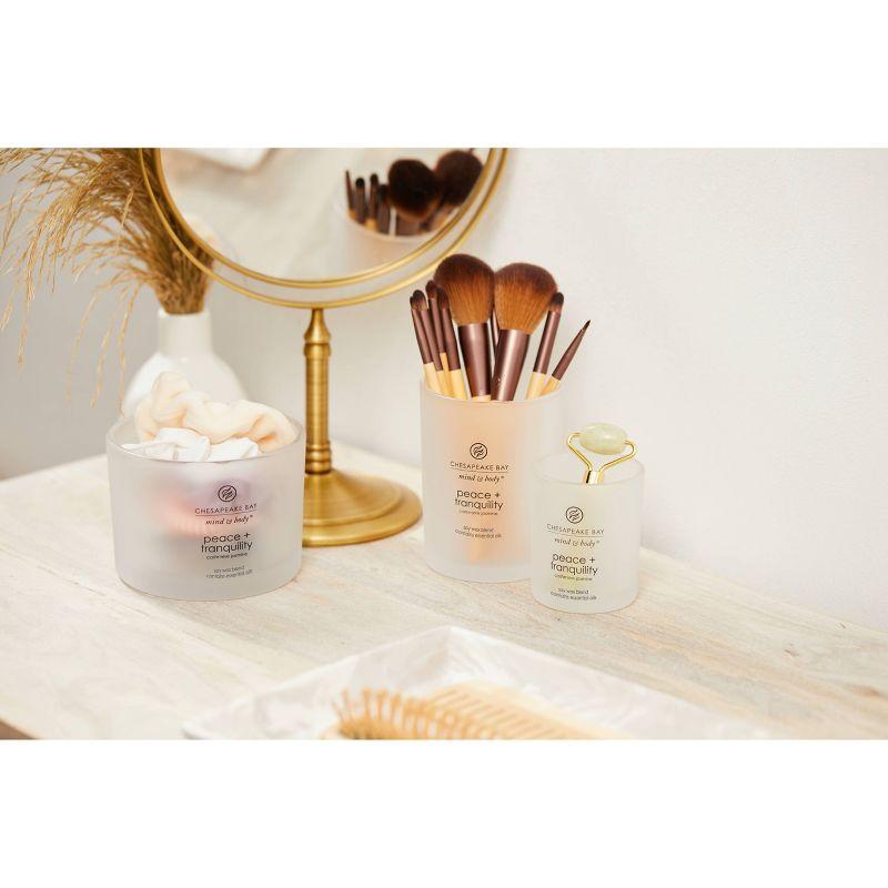 3-Wick Frosted Glass Peace + Tranquility Lidded Jar Candle White 11oz - Mind & Body by Chesapeake Bay Candle: Soy Wax Blend, Essential Oils