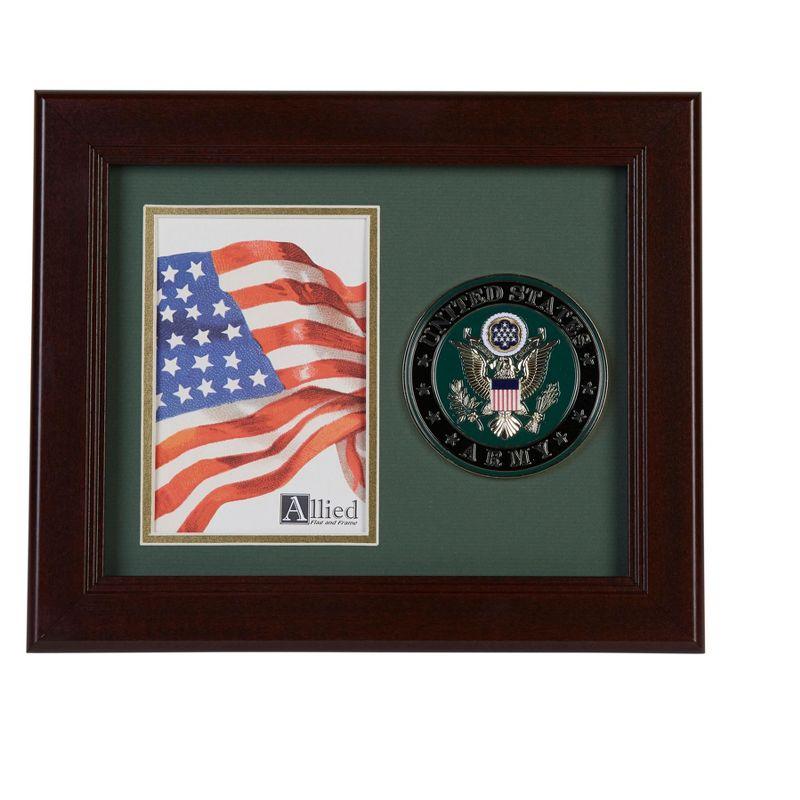 Mahogany and Gold 4x6 Army Medallion Portrait Frame