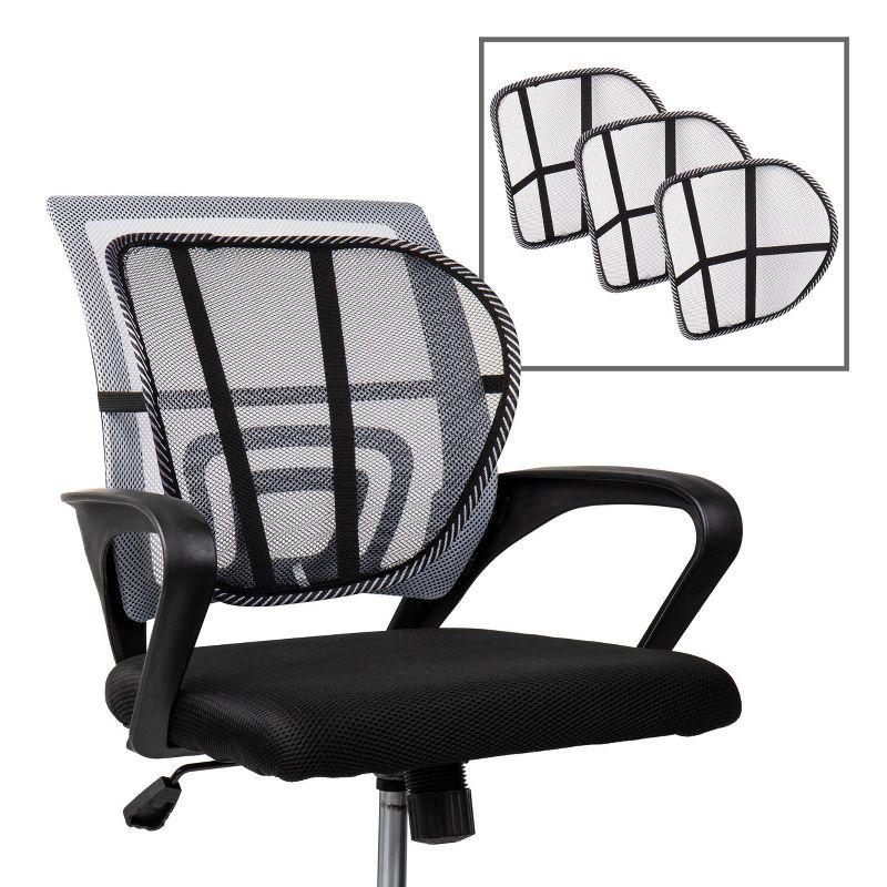 Mind Reader Mind Reader Ergonomic Lower Back Support, Office Chair Cushion Mesh, 15.5"L x 15"W x 5"H, 4 Pack (Set of 4)