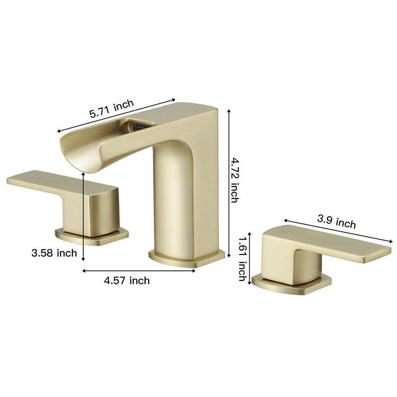 Brushed Gold 8-inch Widespread Double-Handle Waterfall Faucet Set