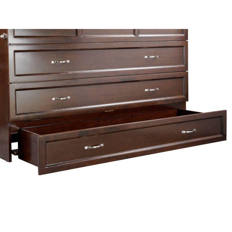 Queen Deerfield Murphy Bed Chest with Charging Station Walnut - AFI: Space-Saving Design, No Box Spring Needed