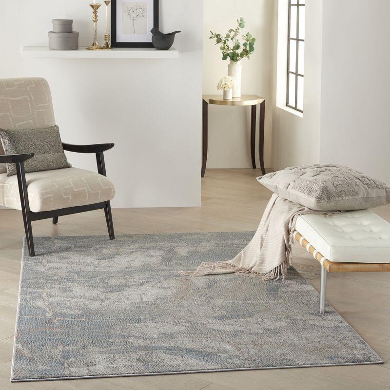 Rustic Textures Light Grey/Blue Synthetic 5'3" x 7'3" Area Rug